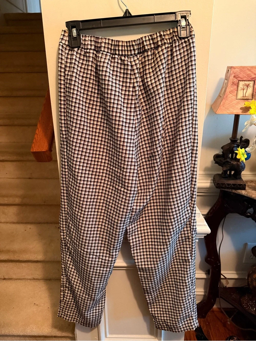 H&M Black & White Checked Dress Trousers